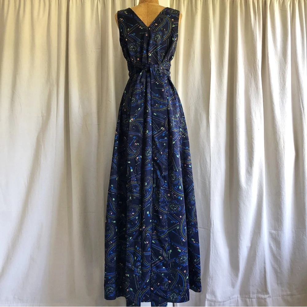 SOLD Vintage 60s Empire Maxi Dress + Matching Tassel Trim Pashmina Style Shawl - Picture 9 of 9